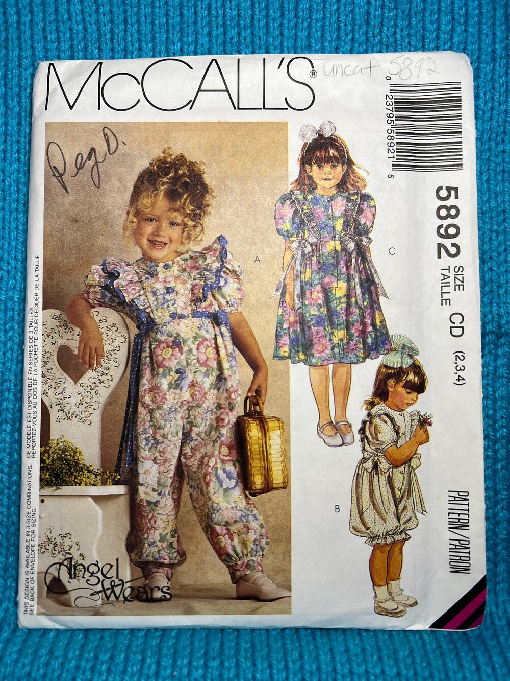 MacCalls 5892 pattern girls Jumpsuit romper dress puffed sleeve size 2 3 4